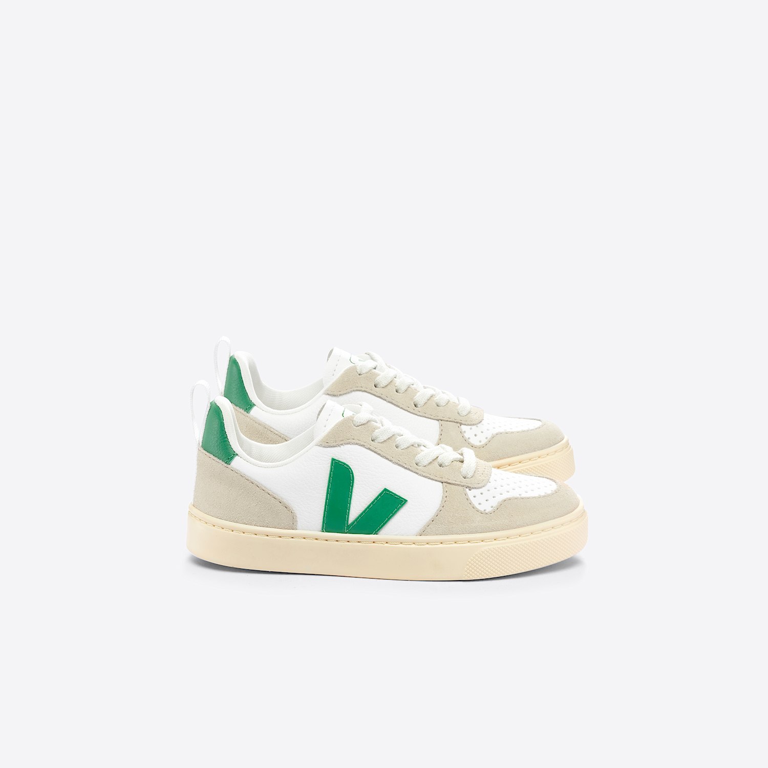 veja V-10 LEATHER WHITE EMERAUDE ALMOND