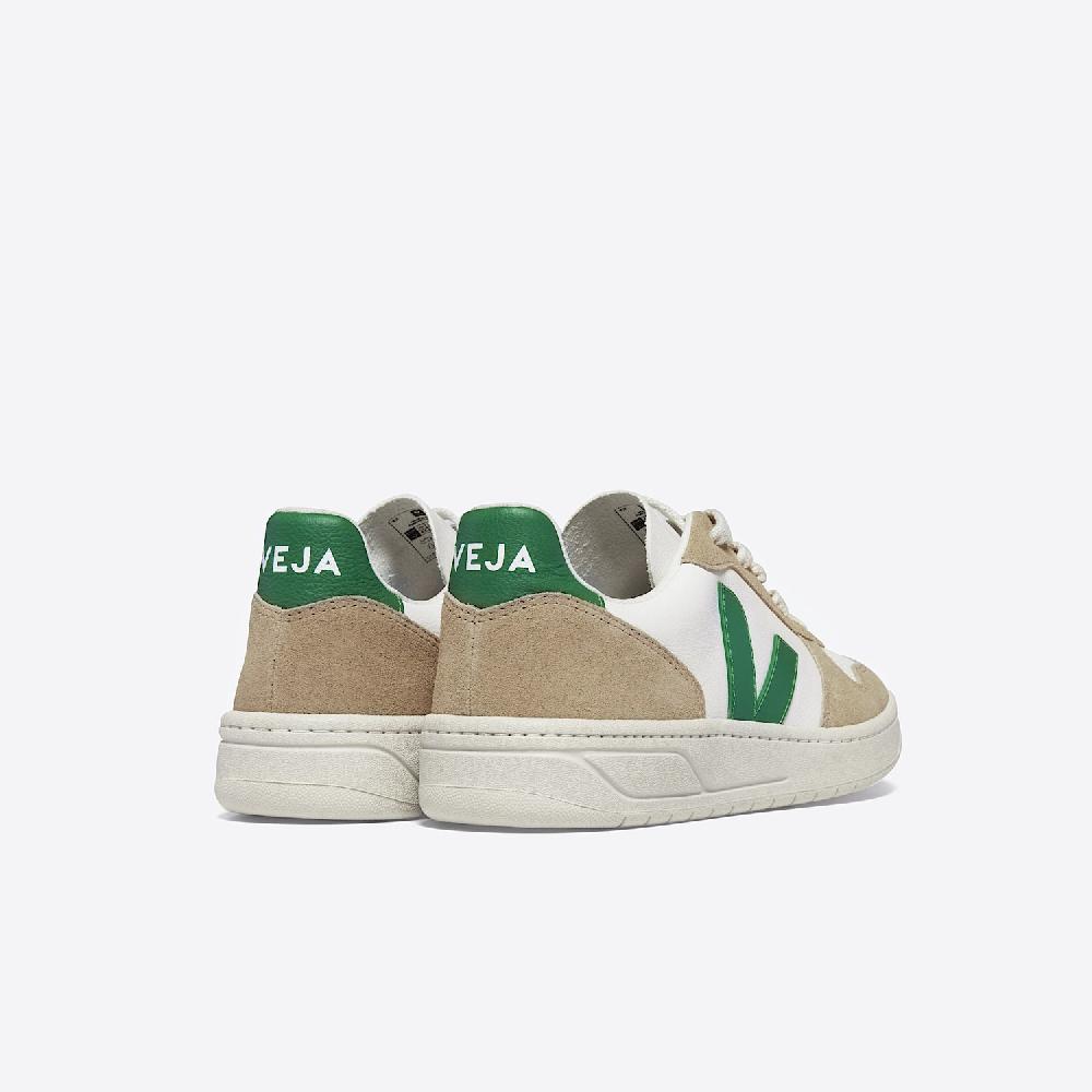 Veja V-10 LEATHER WHITE EMERAUDE SAHARA