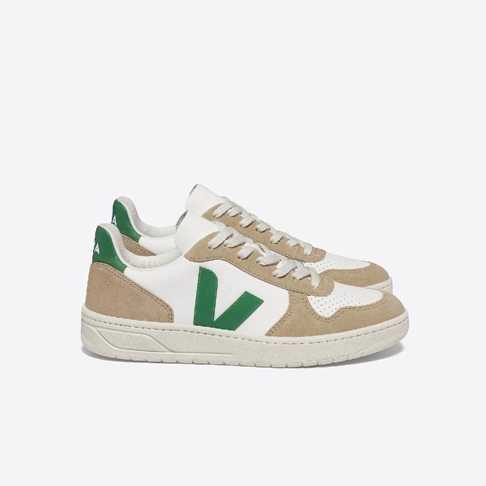 veja V-10 LEATHER WHITE EMERAUDE SAHARA