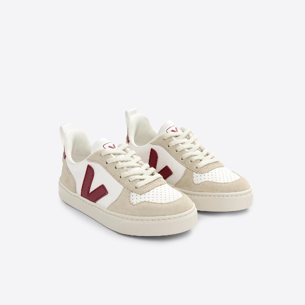 Veja V-10 LEATHER WHITE MARSALA ALMOND