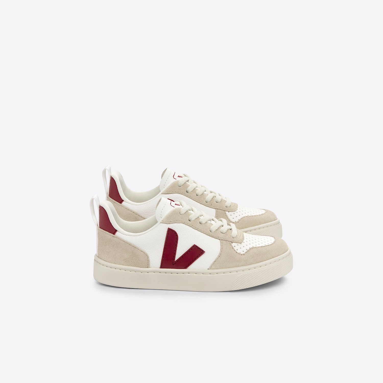 veja V-10 LEATHER WHITE MARSALA ALMOND