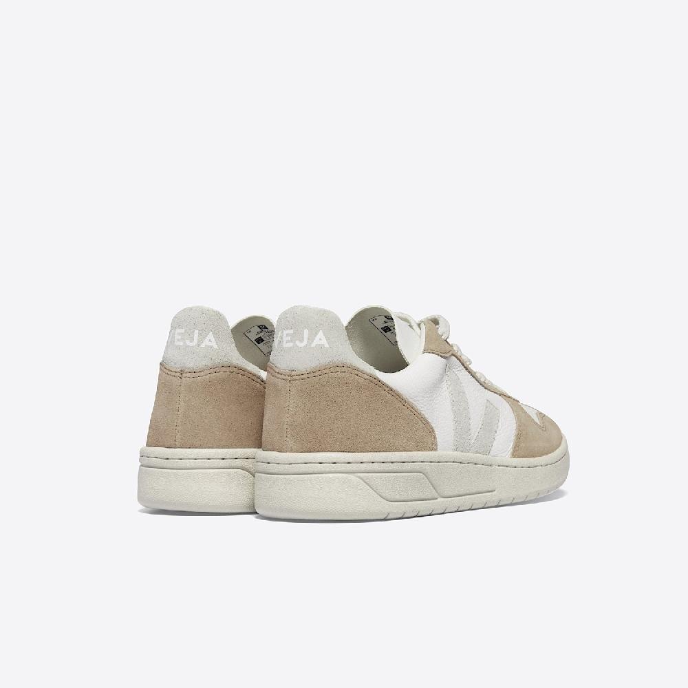 Veja V-10 LEATHER WHITE NATURAL SAHARA