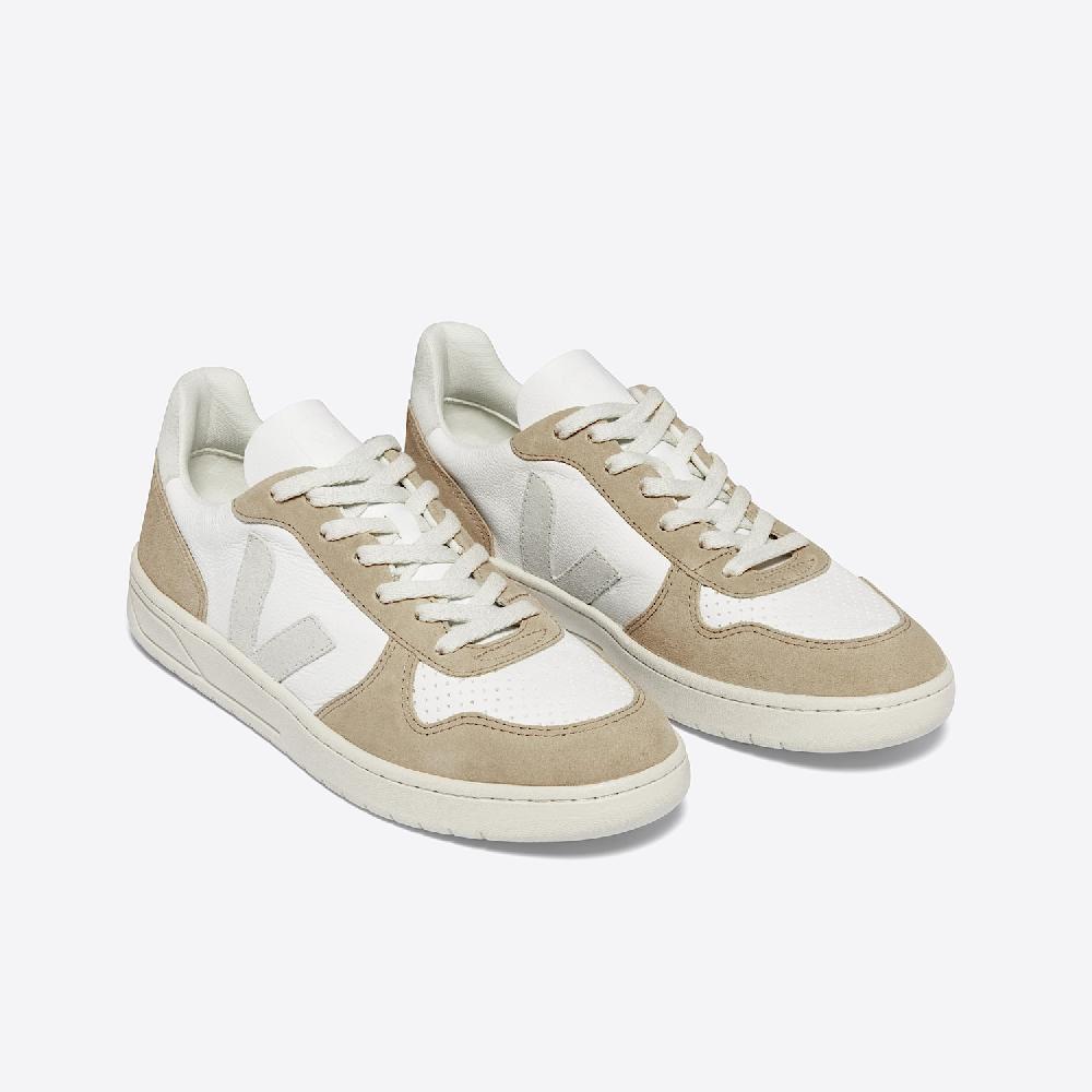 Veja V-10 LEATHER WHITE NATURAL SAHARA