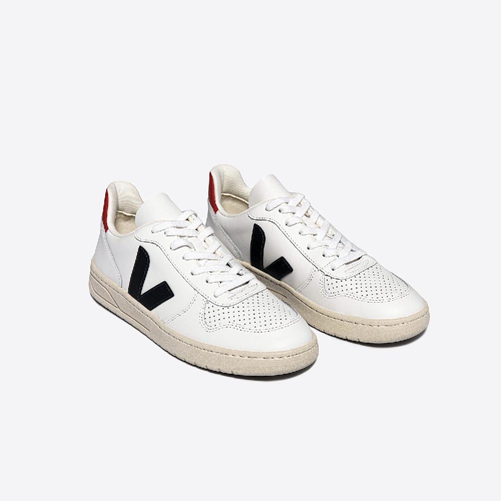 Veja V-10 LEATHER WHITE NAUTICO PEKIN