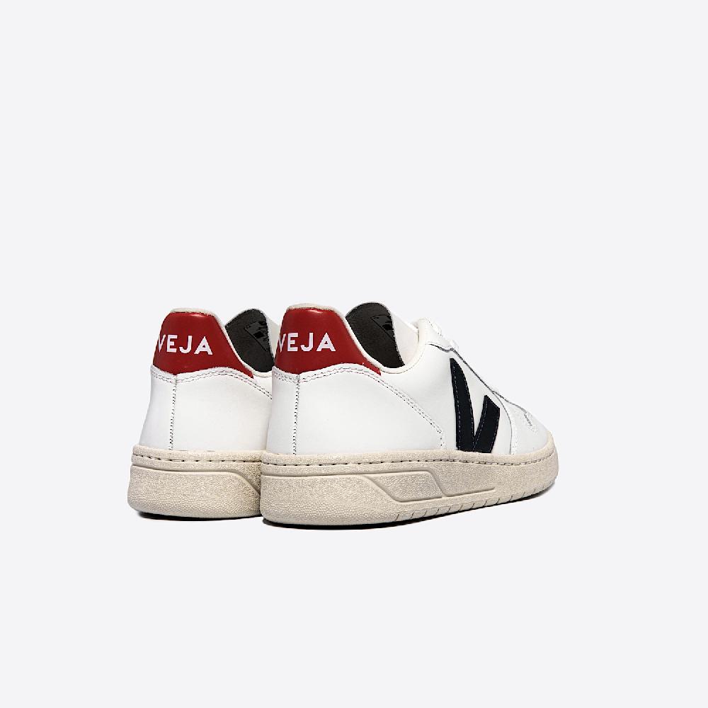 Veja V-10 LEATHER WHITE NAUTICO PEKIN