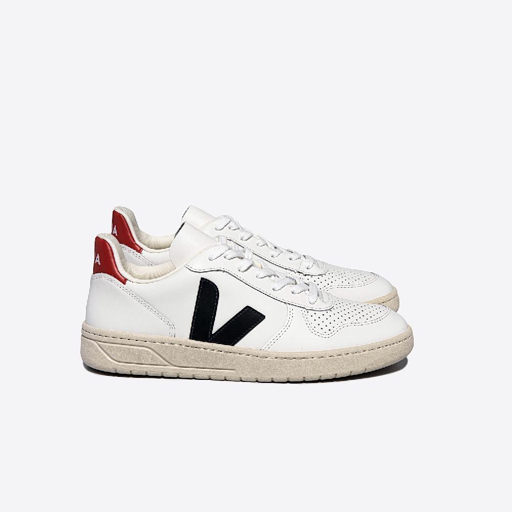veja V-10 LEATHER WHITE NAUTICO PEKIN
