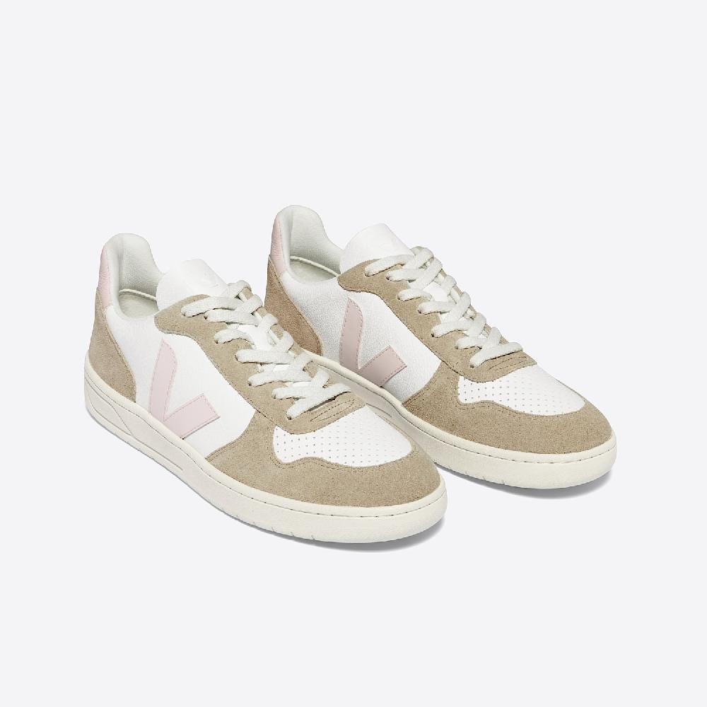 Veja V-10 LEATHER WHITE PETALE SAHARA