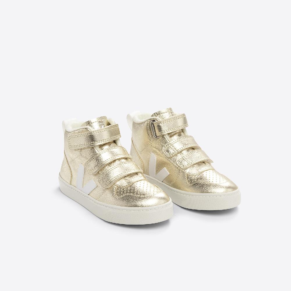 Veja V-10 MID FURED LEATHER PLATINE WHITE