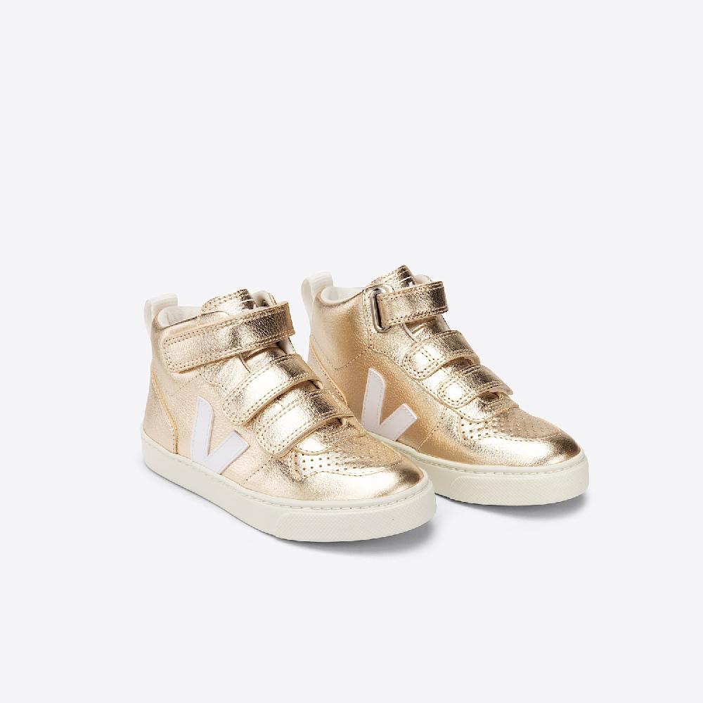 Veja V-10 MID LEATHER GOLD WHITE