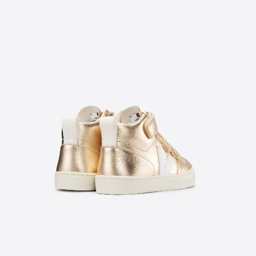 Veja V-10 MID LEATHER GOLD WHITE