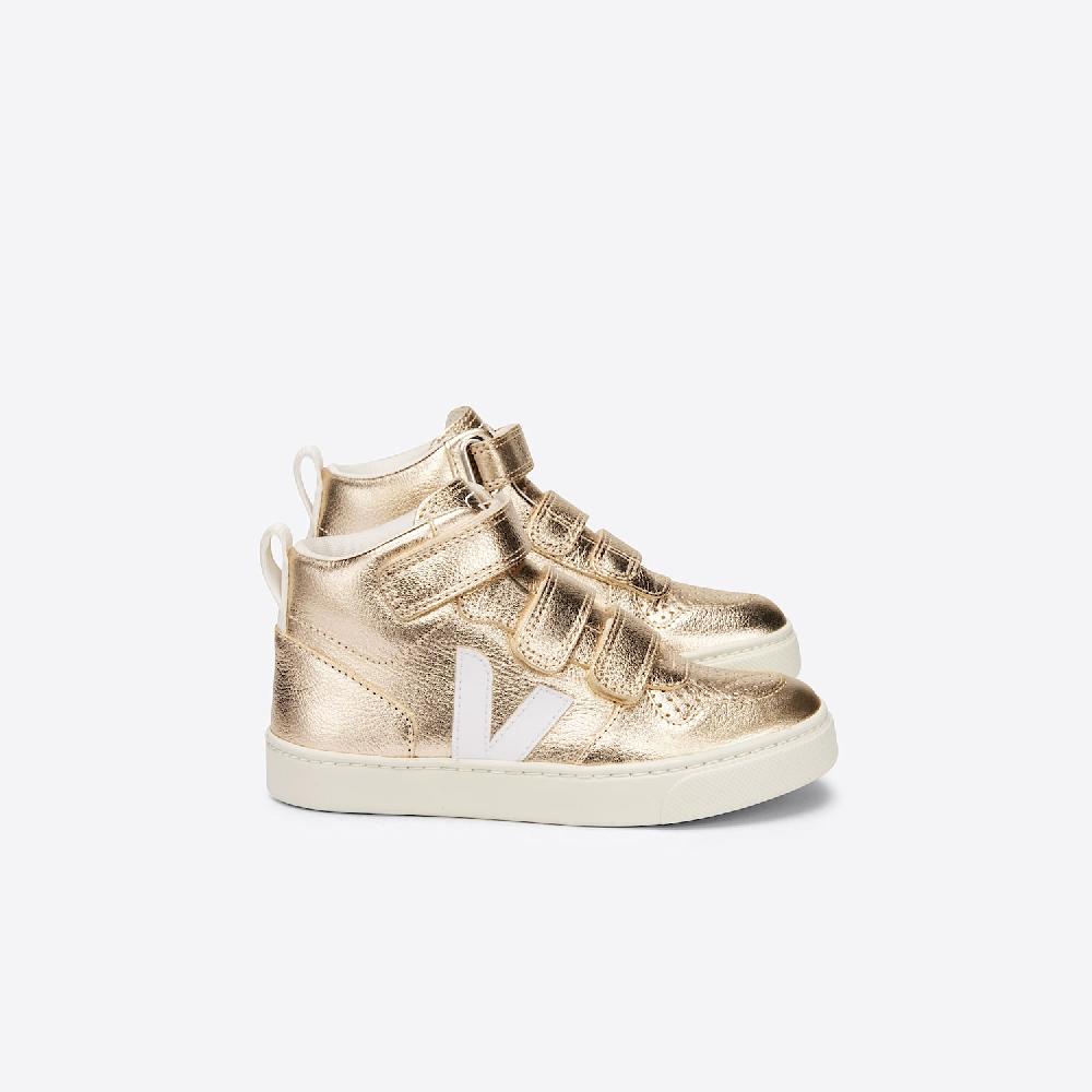veja V-10 MID LEATHER GOLD WHITE