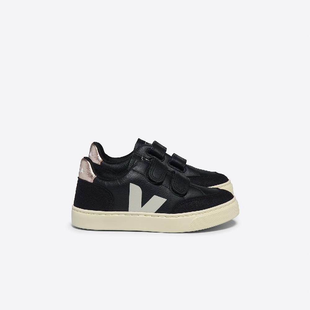 veja V-12 LEATHER BLACK WHITE PLATINE