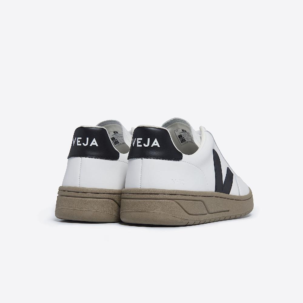 Veja V-12 LEATHER WHITE BLACK DUNE