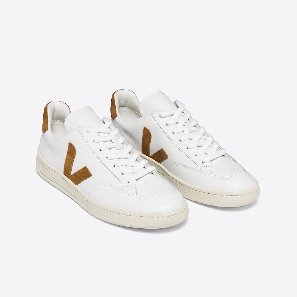 Veja V-12 LEATHER WHITE CAMEL