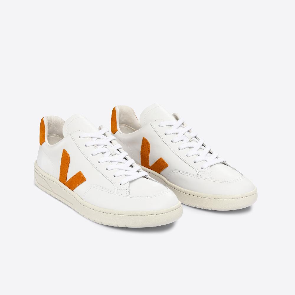 Veja V-12 LEATHER WHITE PUMPKIN