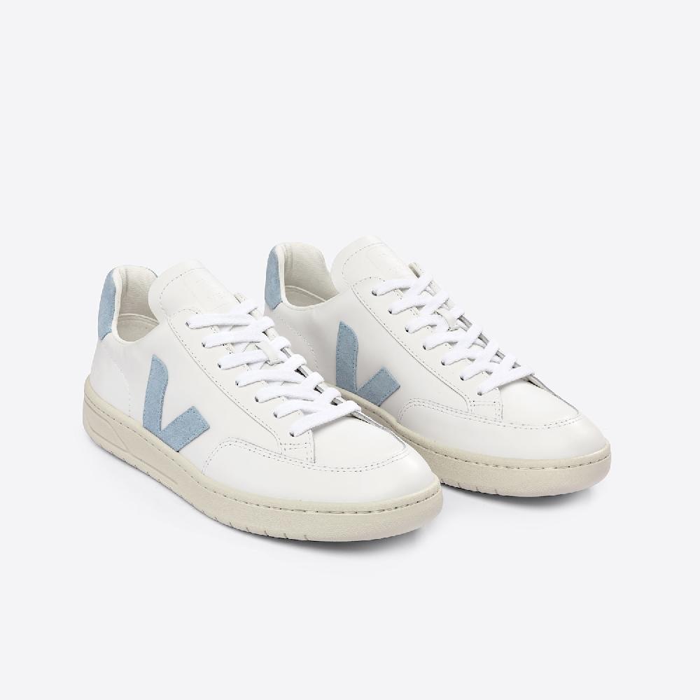 Veja V-12 LEATHER WHITE STEEL