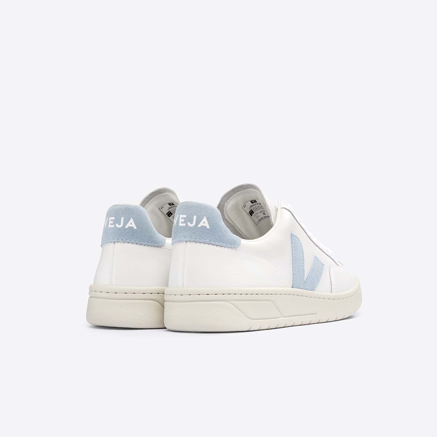 Veja V-12 LEATHER WHITE STEEL