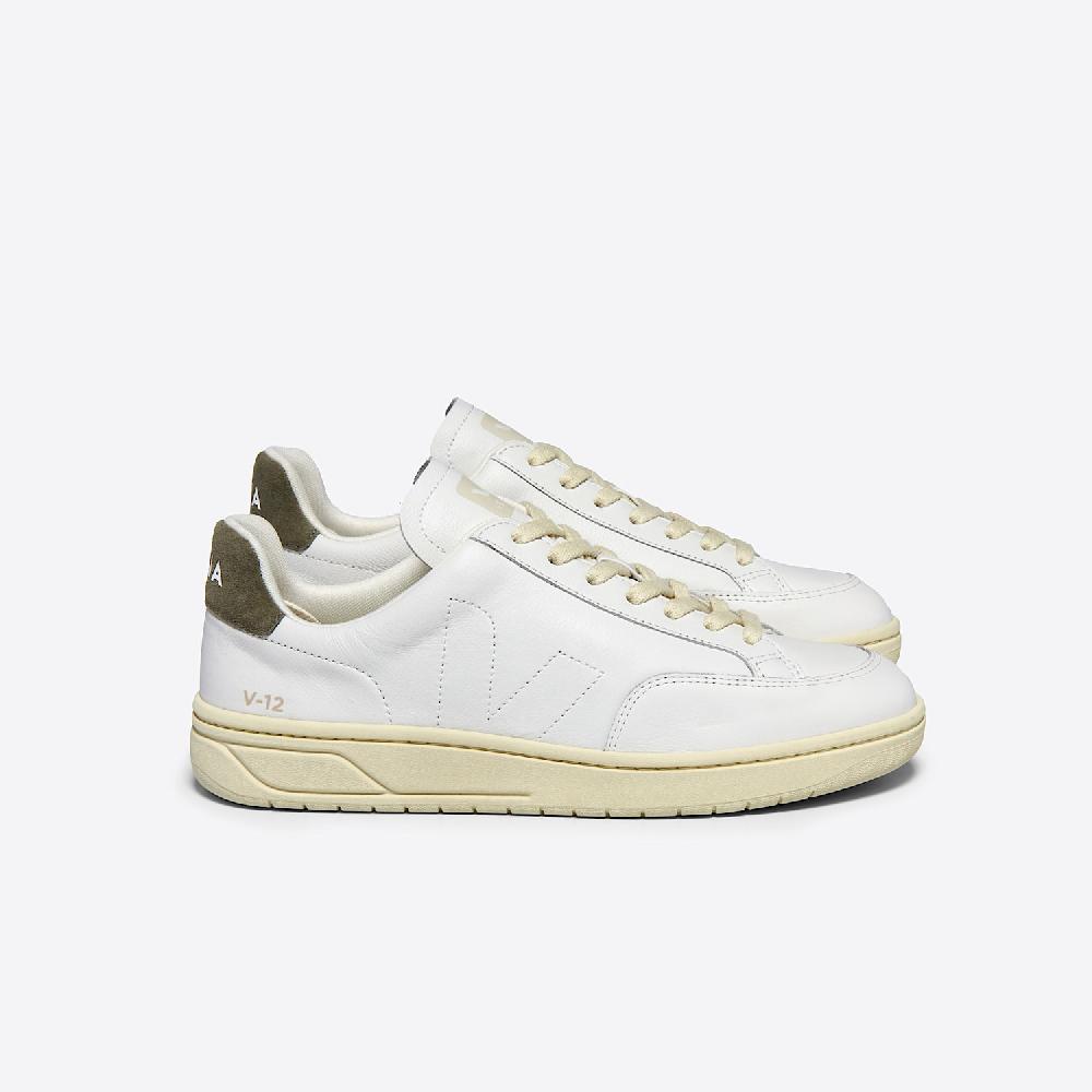 veja V-12 STITCH LEATHER WHITE KAKI