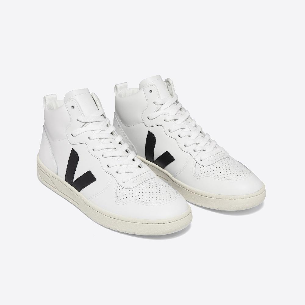 Veja V-15 LEATHER WHITE BLACK