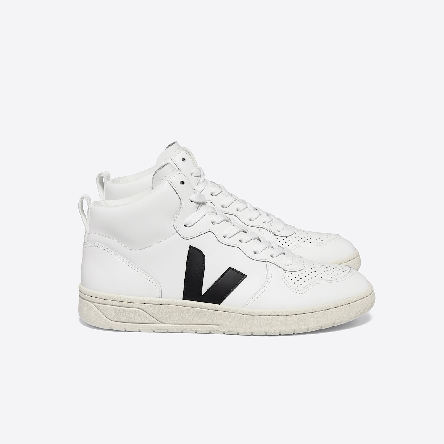 veja V-15 LEATHER WHITE BLACK