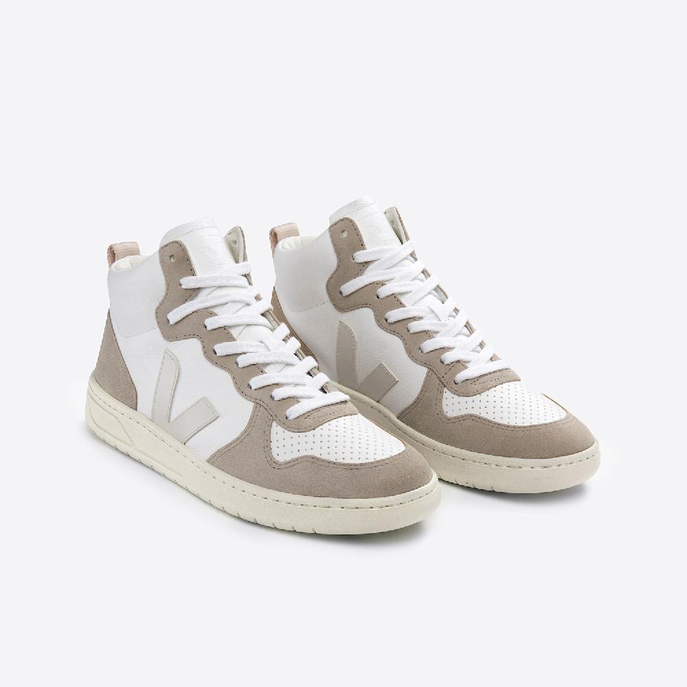 Veja V-15 LEATHER WHITE PIERRE SAHARA