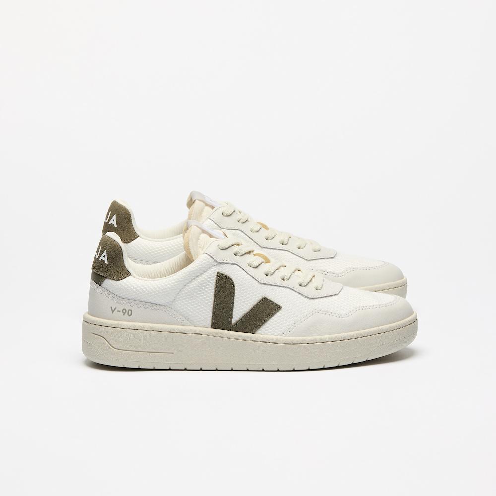 veja V-90 B-MESH WHITE KAKI