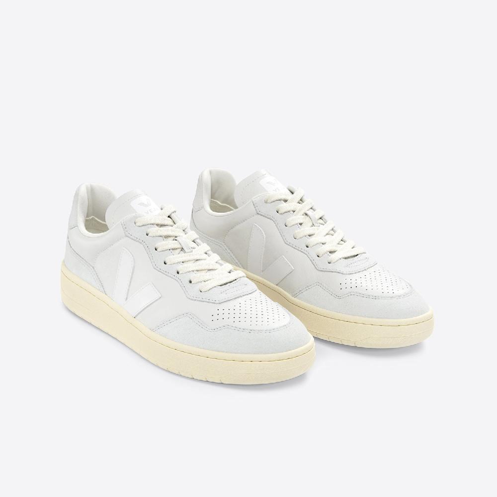Veja V-90 LEATHER GRAVEL WHITE