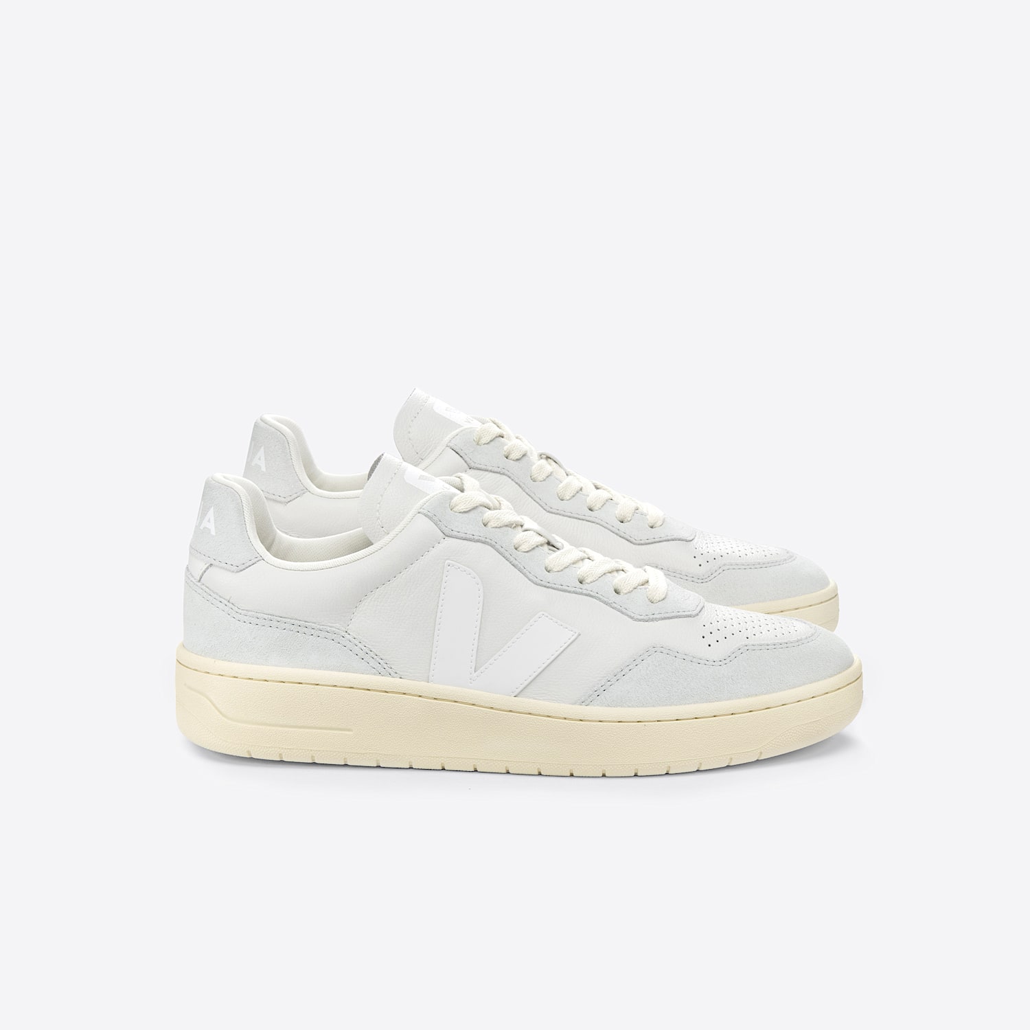 veja V-90 LEATHER GRAVEL WHITE