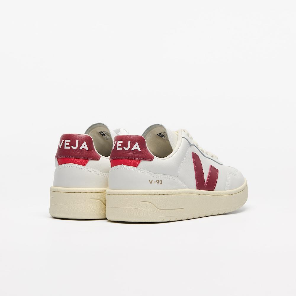 Veja V-90 LEATHER WHITE MARSALA
