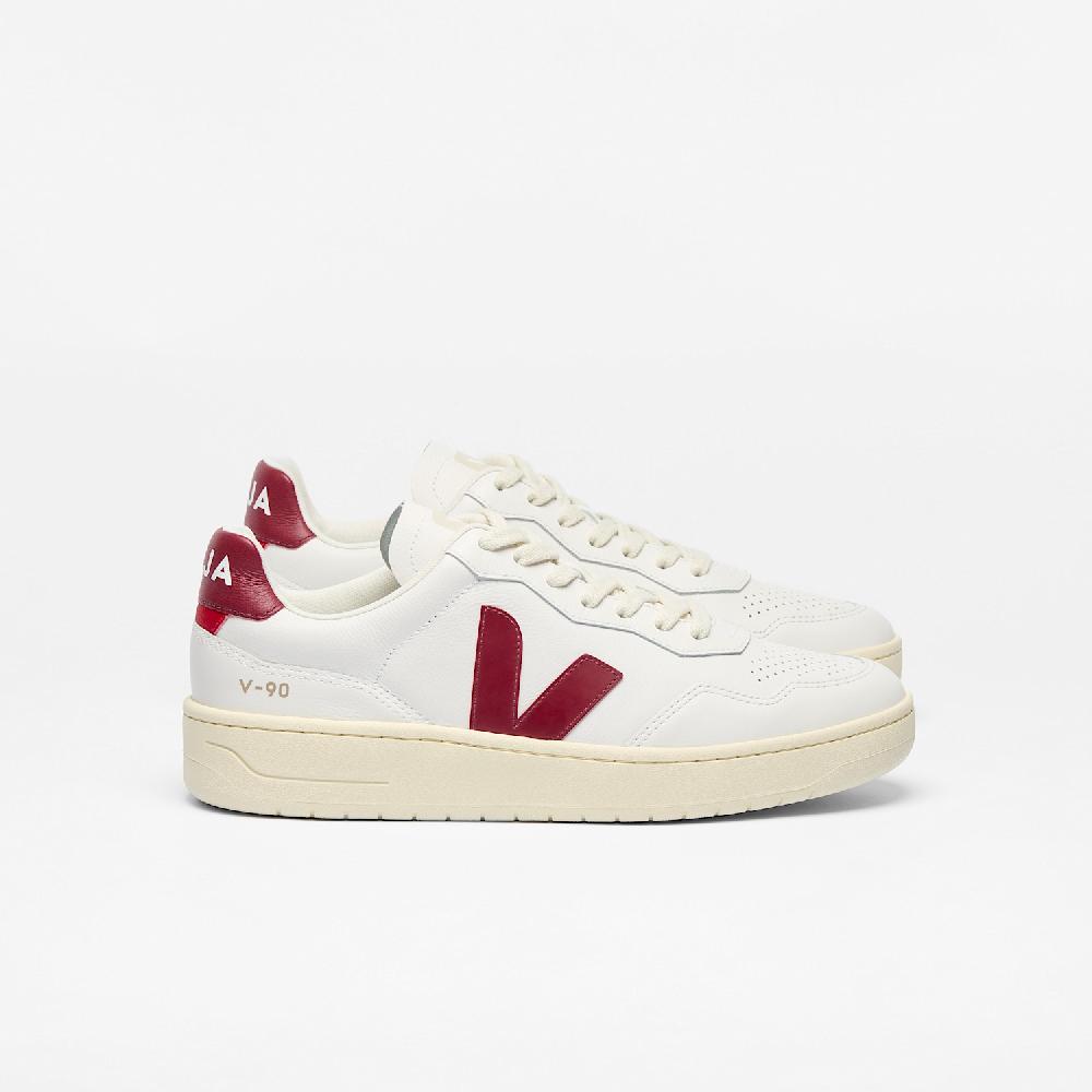 veja V-90 LEATHER WHITE MARSALA