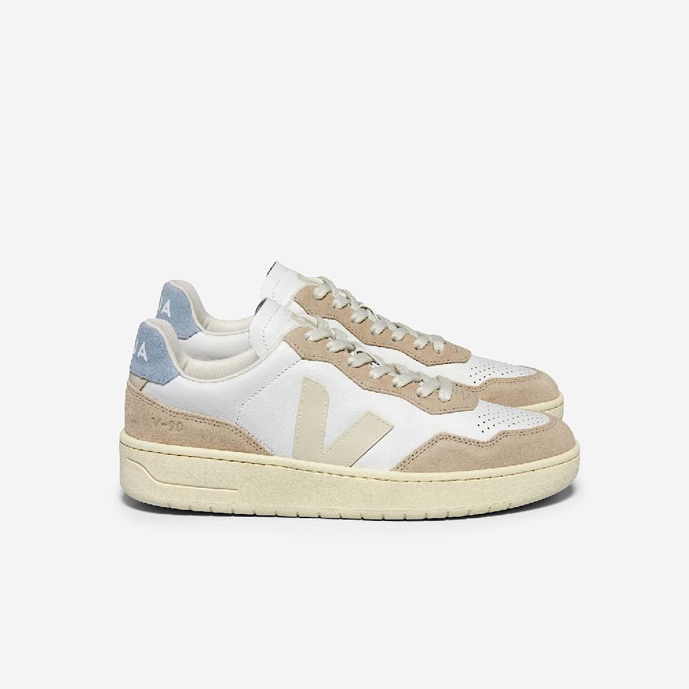 veja V-90 LEATHER WHITE PIERRE STEEL