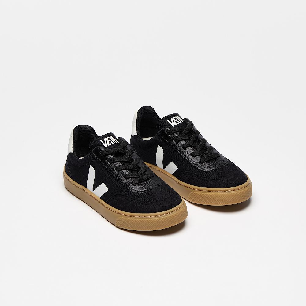Veja VOLLEY ELASTIC LACES CANVAS BLACK WHITE NATURAL