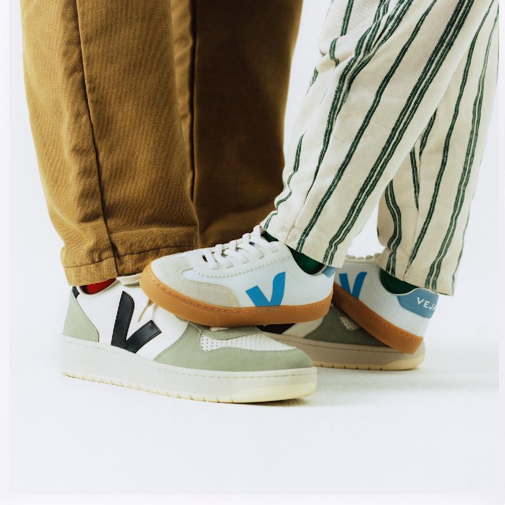 Veja VOLLEY ELASTIC LACES CANVAS WHITE AQUA NATURAL