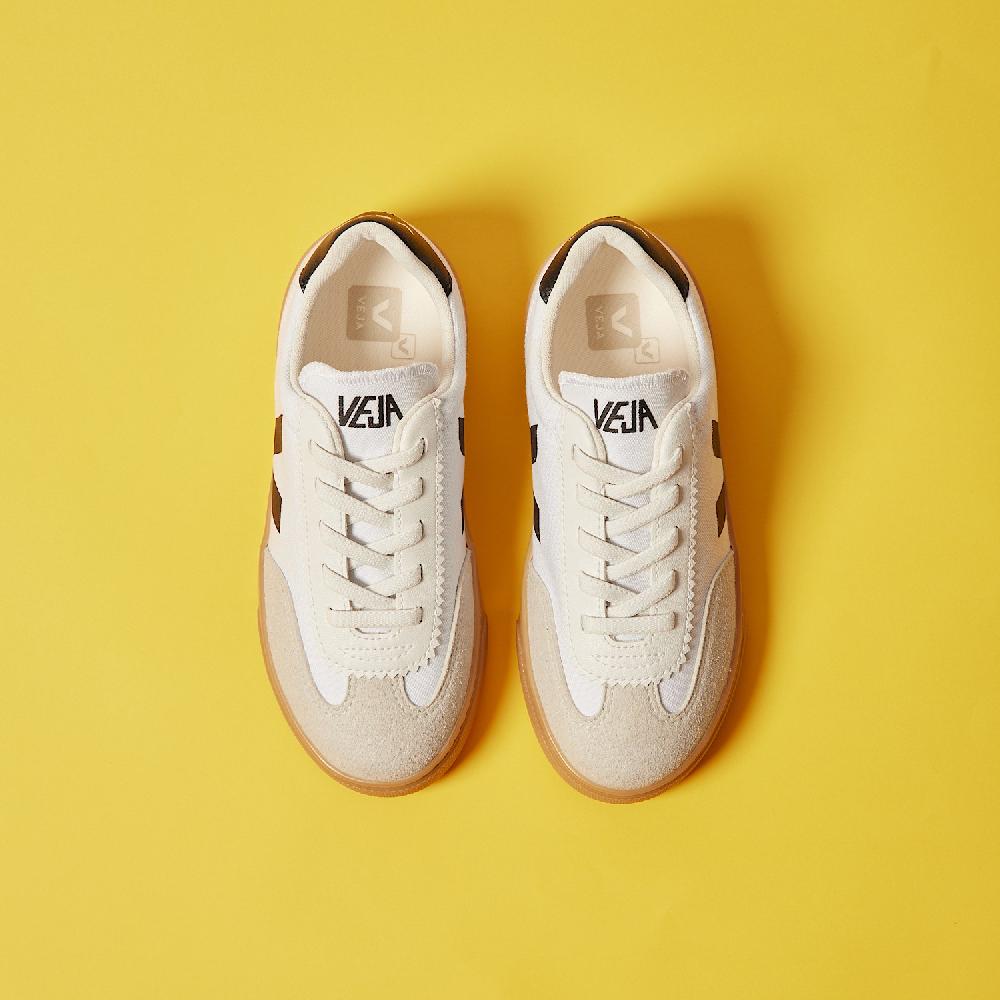 Veja VOLLEY ELASTIC LACES CANVAS WHITE BLACK NATURAL