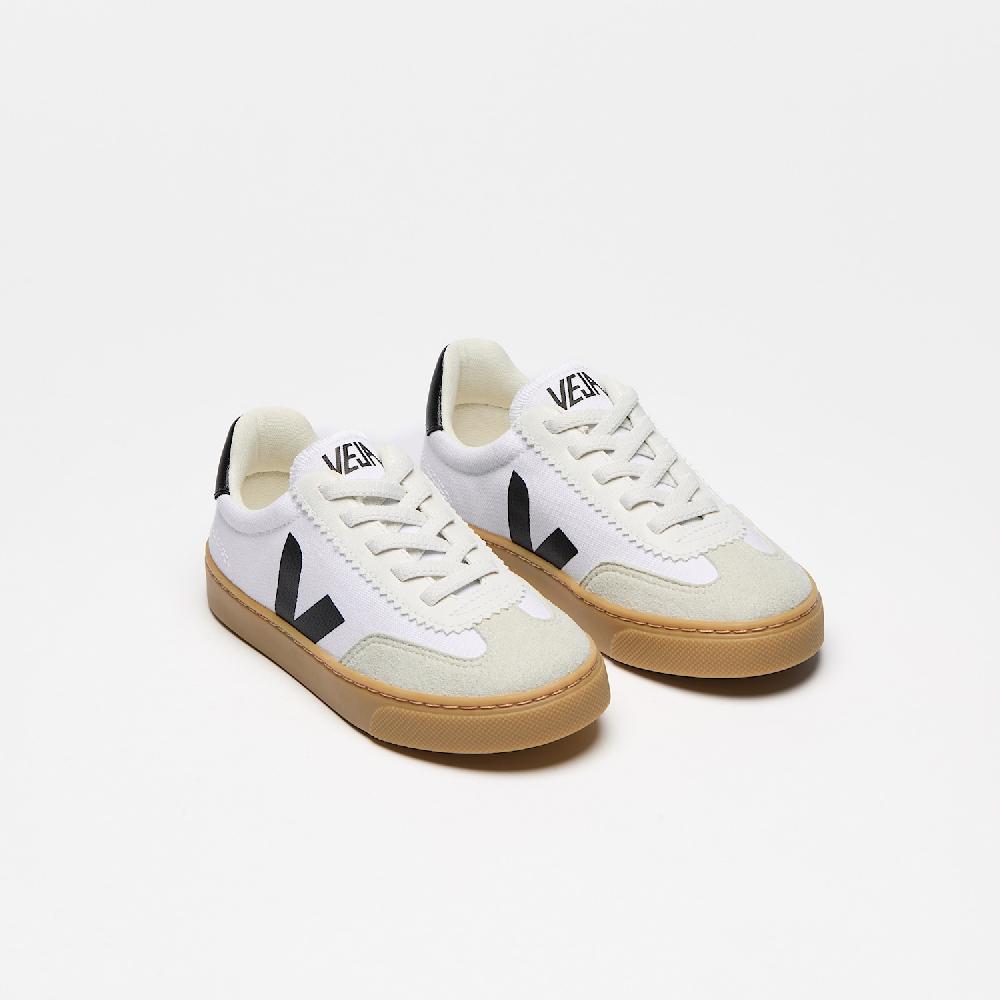 Veja VOLLEY ELASTIC LACES CANVAS WHITE BLACK NATURAL