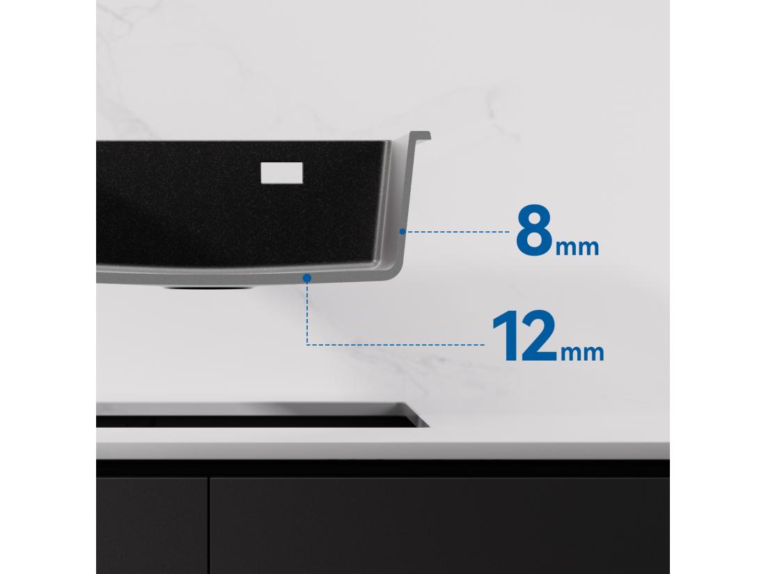 Vente Unique 1 Bac Évier Cuisine En Granit 55*45*20cm Kit De Vidage Noir+Robinet Cuisine Rotatif 360°Eau Froide Chaude Noir Avec Points Blancs