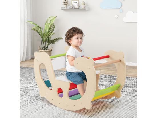 Vente Unique 2 En 1 Chaise à Bascule Enfants Avec Siège Et Dossier Lisses Arche D'escalade Montessori En Bois Avec Poignée & Coins Arrondis Charge 50kg Pour Enfants De 1 An+