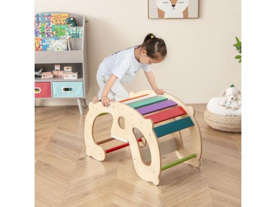 Vente Unique 2 En 1 Chaise à Bascule Enfants Avec Siège Et Dossier Lisses Arche D'escalade Montessori En Bois Avec Poignée & Coins Arrondis Charge 50kg Pour Enfants De 1 An+
