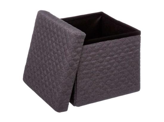 Vente Unique 2 En 1 Pouf Et Coffre De Rangement Gris Foncé 31 X 31 Cm