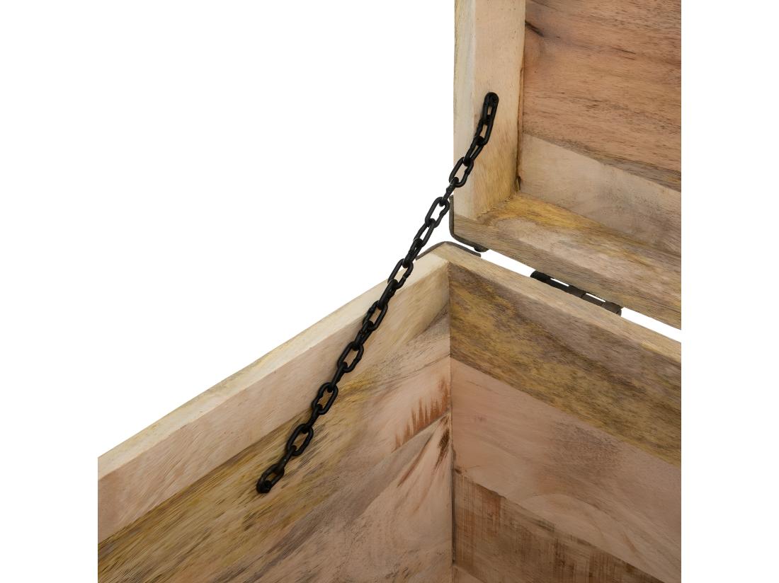 Vente Unique 2 En 1 Pouf Et Malle De Rangement En Bois De Manguier 45 X H 49 Cm