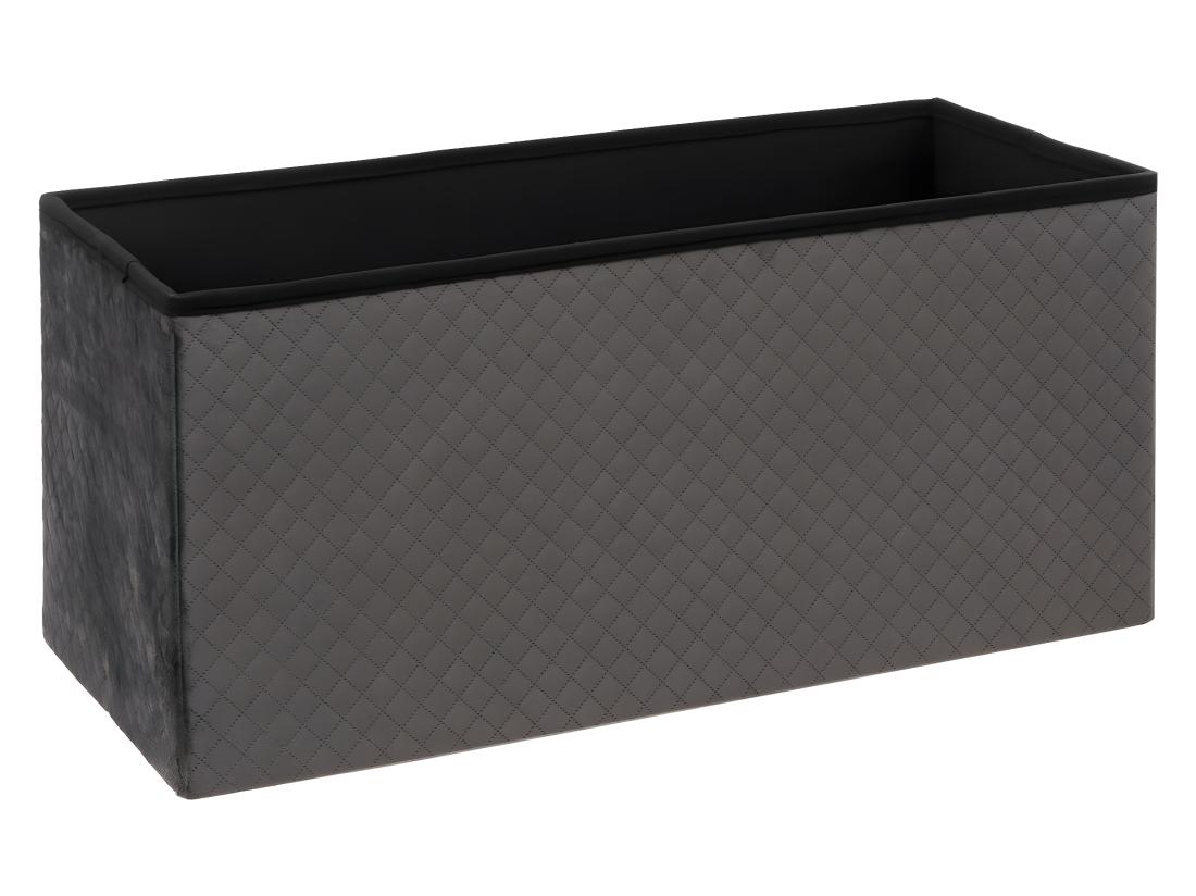 Vente Unique 2 En 1 Pouf Pliant Double Et Coffre De Rangement En Velours Gris 76 X 38 Cm