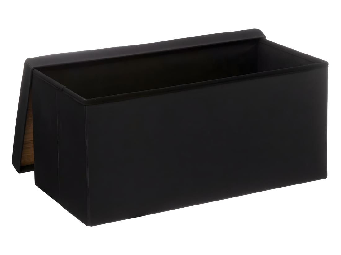 Vente Unique 2 En 1 Pouf Pliant Double Et Coffre De Rangement Noir 76 X 37.5 Cm