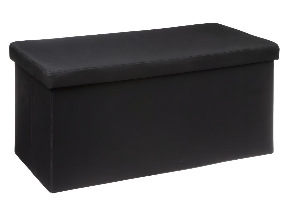 vente unique 2 en 1 Pouf pliant double et Coffre de rangement Noir 76 x 37.5 cm