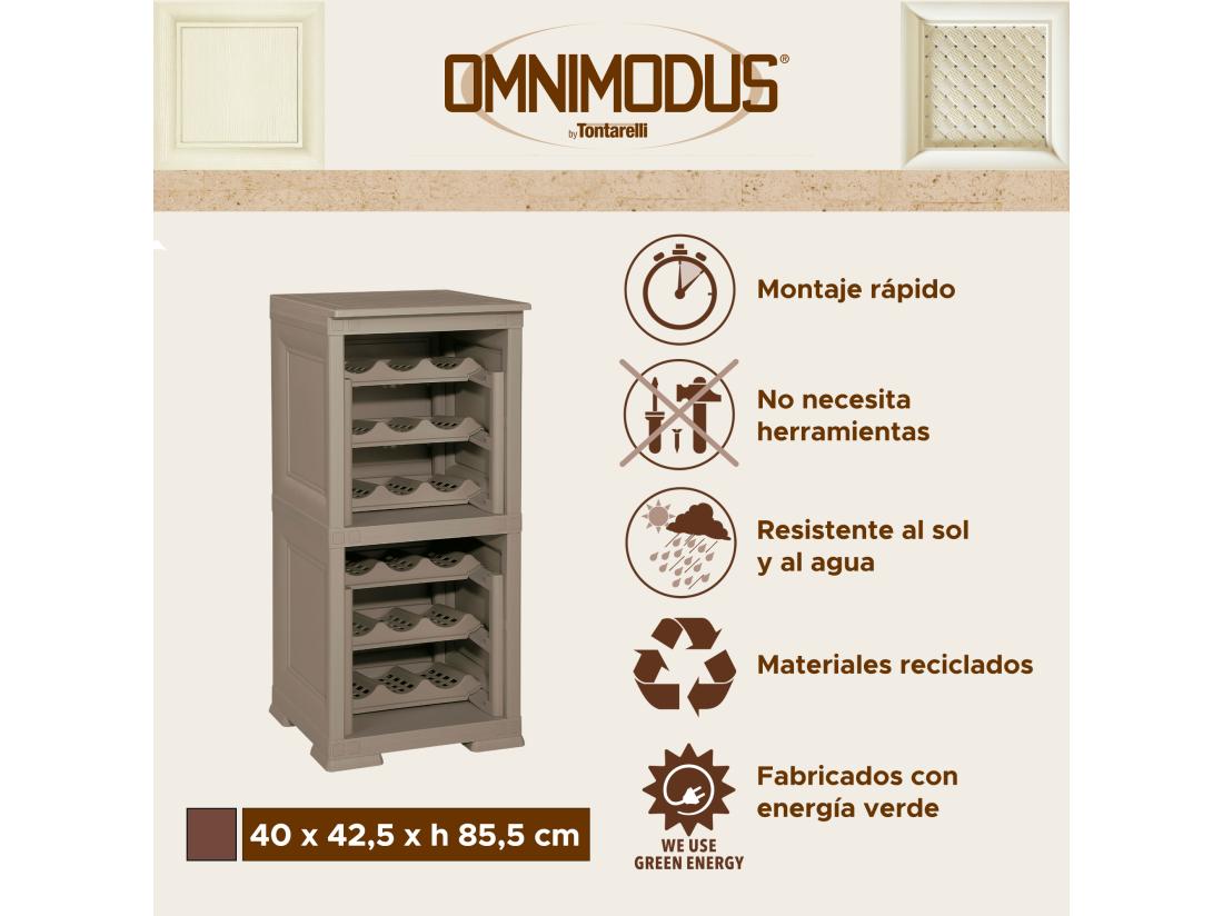 Vente Unique 2 étagères De Rangement Modulables Avec Support Pour 18 Bouteilles Wengé 240x42 5x85 5