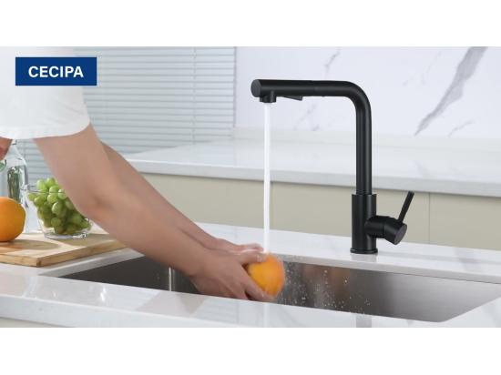 Vente Unique 2PCS Cecipa Max Noir Mitigeur De Cuisine Avec Douchette Extractible Robinet D'évier Cuisine Rotation à 360° 2 Modes De Pulvérisat EU Modèle