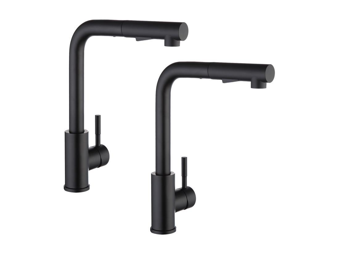 Vente Unique 2PCS Cecipa Max Noir Mitigeur De Cuisine Avec Douchette Extractible Robinet D'évier Cuisine Rotation à 360° 2 Modes De Pulvérisat EU Modèle