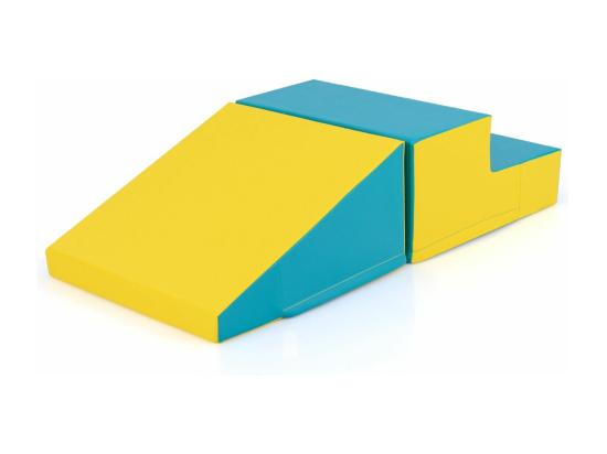 vente unique 2PCS Parcours Motricité Bébé en Mousse avec Housse Amovible en PU Module Motricité Bébé avec Marche & Toboggan Jouets Éducatifs pour Ramper Grimper (Jaune+Vert)