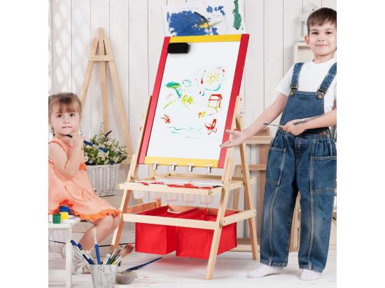 vente unique 3 en 1 Chevalet pour Enfants en Bois de Pin Tableau Magnétique Double Face Accessoires Complets 52 5 x 51 5 x 106 5 cm