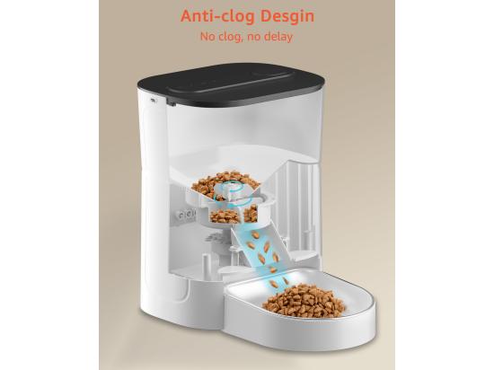 vente unique 3L Distributeur de Croquettes pour Chat et Chien Blanc Distributeur Automatique de Nourriture avec Bol en Acier Inoxydable 6 Repas par Jour