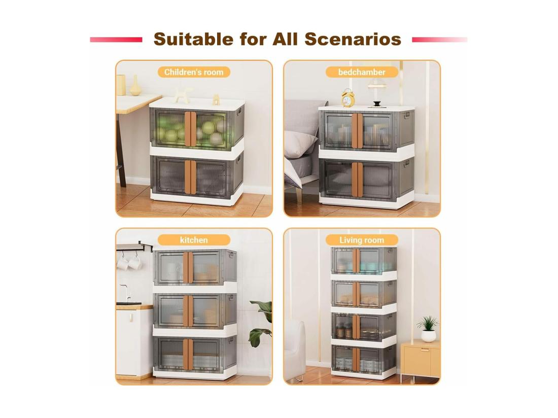 Vente Unique 3pcs Boite De Rangement à Roulettes 32L - Caisses De Rangement Transparente - Pliable Empilable Pour Vetements Jouets Livres